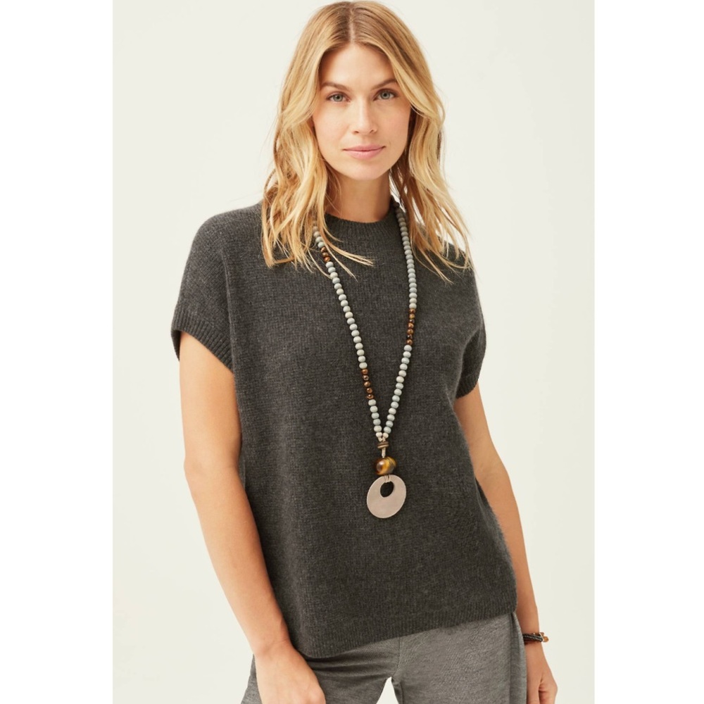 NWT J.Jill PJ Recycled Cashmere–Blend Sweater Vest - Dark Charcoal via Heather - Picture 8 of 8